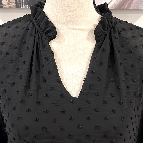 CeCe Long Sleeve Clip Dot Ruffled Dress - Picture 3 of 7